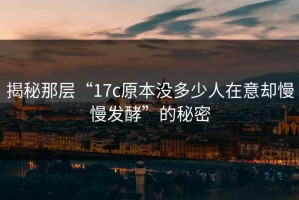 揭秘那层“17c原本没多少人在意却慢慢发酵”的秘密