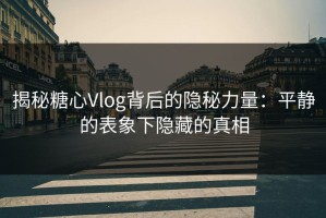 揭秘糖心Vlog背后的隐秘力量：平静的表象下隐藏的真相