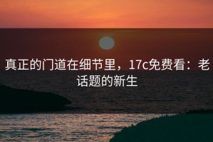 真正的门道在细节里，17c免费看：老话题的新生