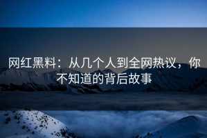 网红黑料：从几个人到全网热议，你不知道的背后故事