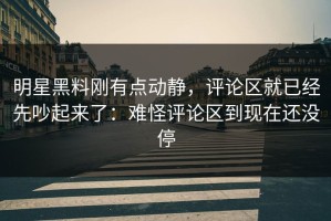 明星黑料刚有点动静，评论区就已经先吵起来了：难怪评论区到现在还没停