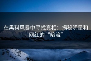 在黑料风暴中寻找真相：揭秘明星和网红的“暗流”