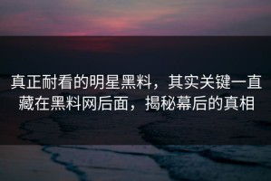 真正耐看的明星黑料，其实关键一直藏在黑料网后面，揭秘幕后的真相