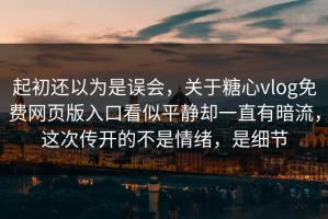 起初还以为是误会，关于糖心vlog免费网页版入口看似平静却一直有暗流，这次传开的不是情绪，是细节