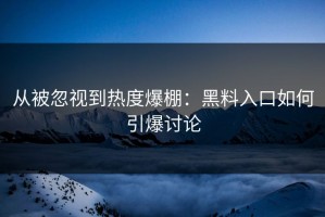 从被忽视到热度爆棚：黑料入口如何引爆讨论