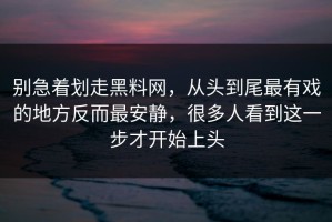 别急着划走黑料网，从头到尾最有戏的地方反而最安静，很多人看到这一步才开始上头
