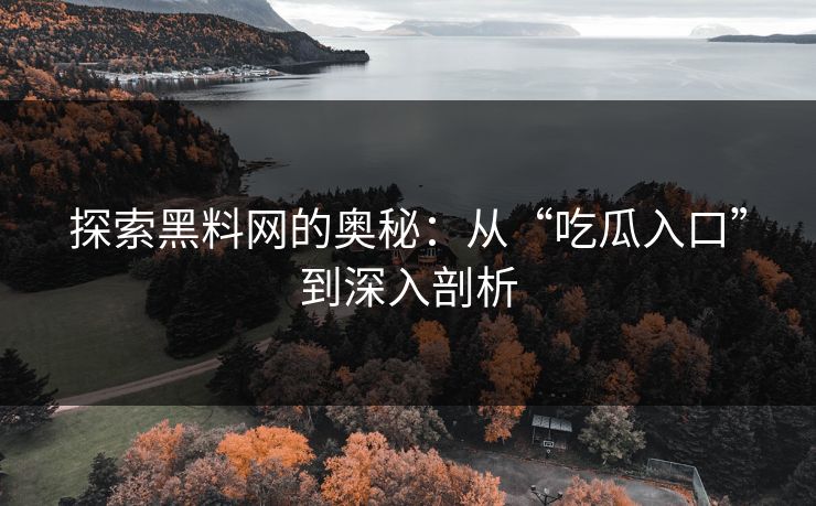 探索黑料网的奥秘：从“吃瓜入口”到深入剖析