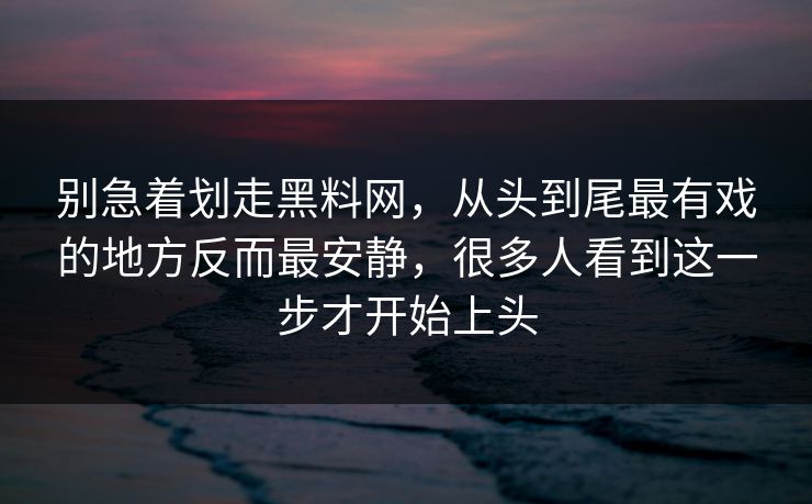 别急着划走黑料网,从头到尾最有戏的地方反而最安静,很多人看到这一步才开始上头 别急着划走黑料网,从头到尾最有戏的地方反而最安静,很多人看到这一步才开始上头