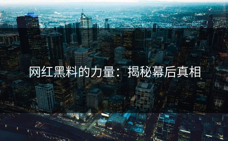 网红黑料的力量:揭秘幕后真相 网红黑料的力量:揭秘幕后真相