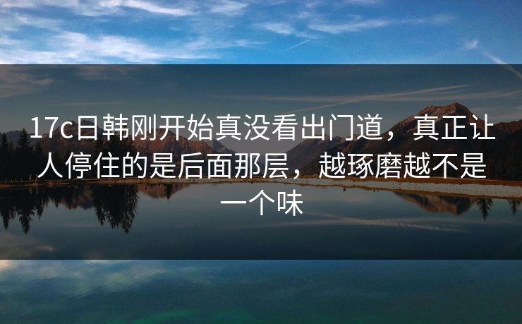 17c日韩刚开始真没看出门道，真正让人停住的是后面那层，越琢磨越不是一个味