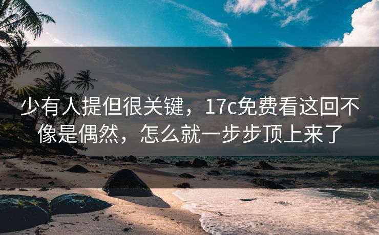 少有人提但很关键,17c免费看这回不像是偶然,怎么就一步步顶上来了 少有人提但很关键,17c免费看这回不像是偶然,怎么就一步步顶上来了