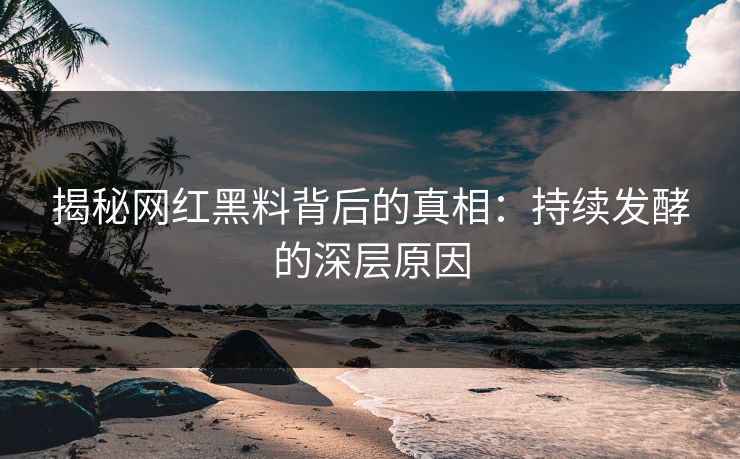 揭秘网红黑料背后的真相:持续发酵的深层原因 揭秘网红黑料背后的真相:持续发酵的深层原因
