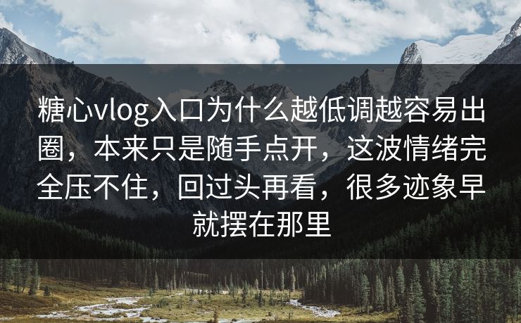 糖心vlog入口为什么越低调越容易出圈，本来只是随手点开，这波情绪完全压不住，回过头再看，很多迹象早就摆在那里