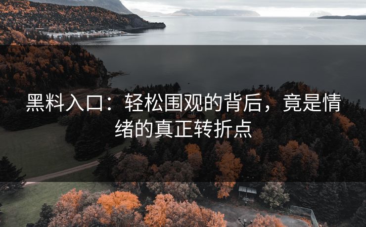 黑料入口：轻松围观的背后，竟是情绪的真正转折点